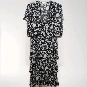 Dress Barn Women's Black & Grey Ruffled Dress W Jacket